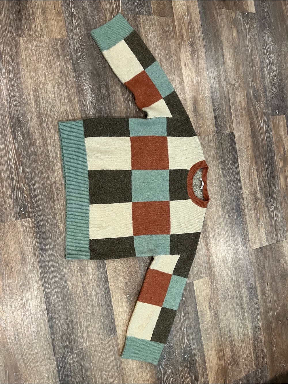 Colorblock Check Crewneck Sweater - Multicolor